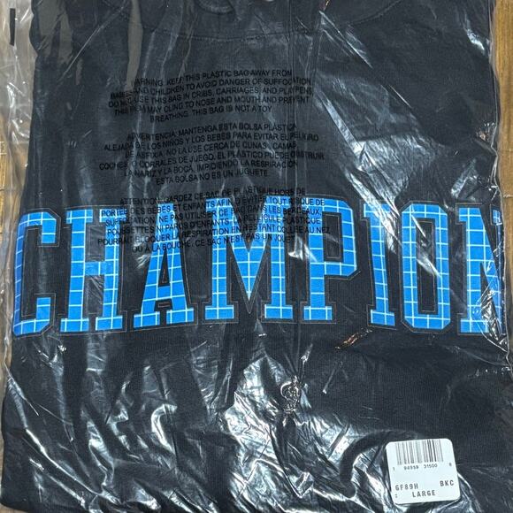 Champion Men's Powerblend Fleece Hoodie, Block Grid Large - Picture 3 of 3